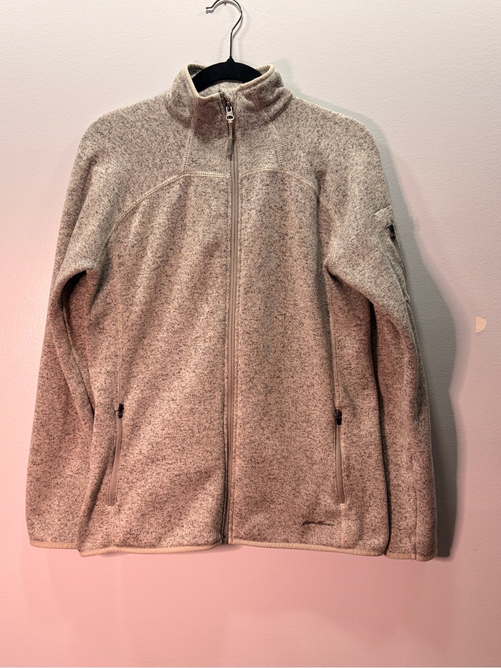 Eddie Bauer Women’s Heathered Cream Full‑Zip Teddy Fleece Jacket